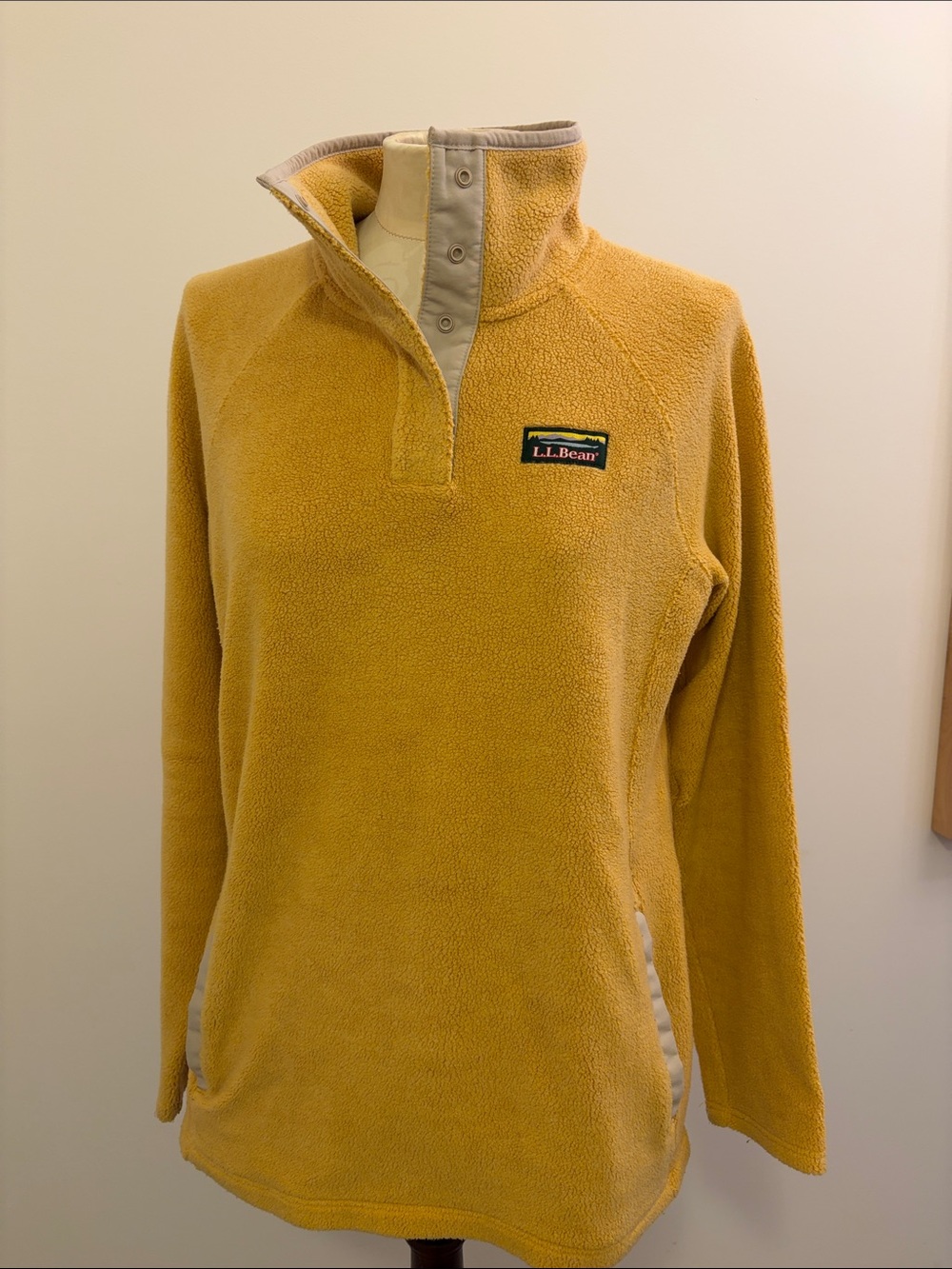 L.L. Bean Women's Yellow Mustard Fleece Snap-Front Pullover